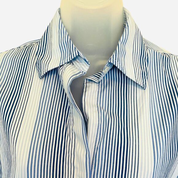 Vtg Y2K Banana Republic Lt. Blue/Dark Blue Striped Button Down Shirt Sz Small - Picture 4 of 7